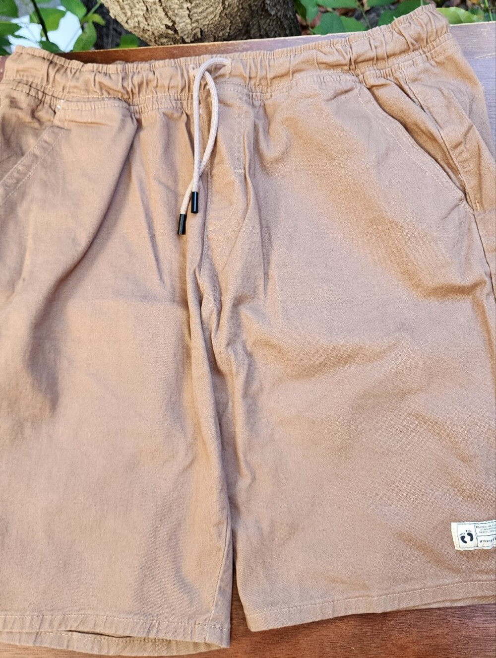 Hang Ten Khaki Drawstring Shorts Men’s Elastic Waist [L]